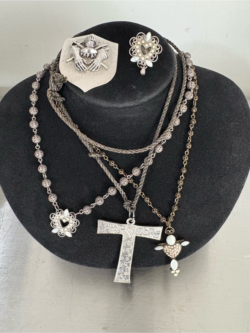 Lot of 5 pieces La Contessa and more Medieval revival jewelry necklace brooch